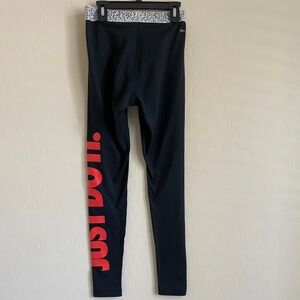 Nike Pro Leggings Just Do It Spellout Black Red Women’s Small Dri Fit